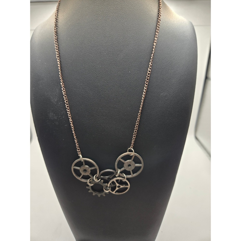 Steampunk Industrial Gear Necklace Interlocking Cogs Wheels Cosplay Jewelry